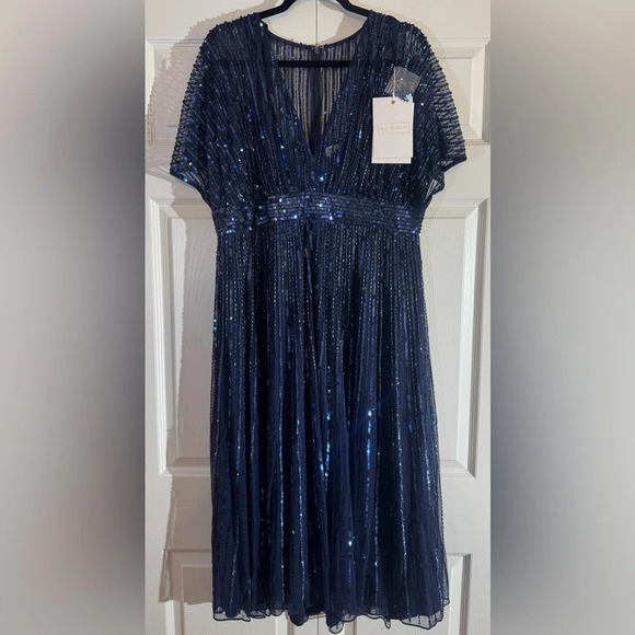 MAC DUGGAL A Line Embellished Short Sleeve Dress NWT Style 14007 - Picture 5 of 8